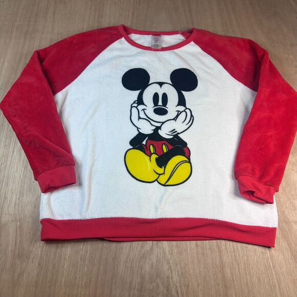 Disney Mickey Mouse Sweatshirt Women’s 3X Red White Fleece Pullover Plus Size - Picture 1 of 5